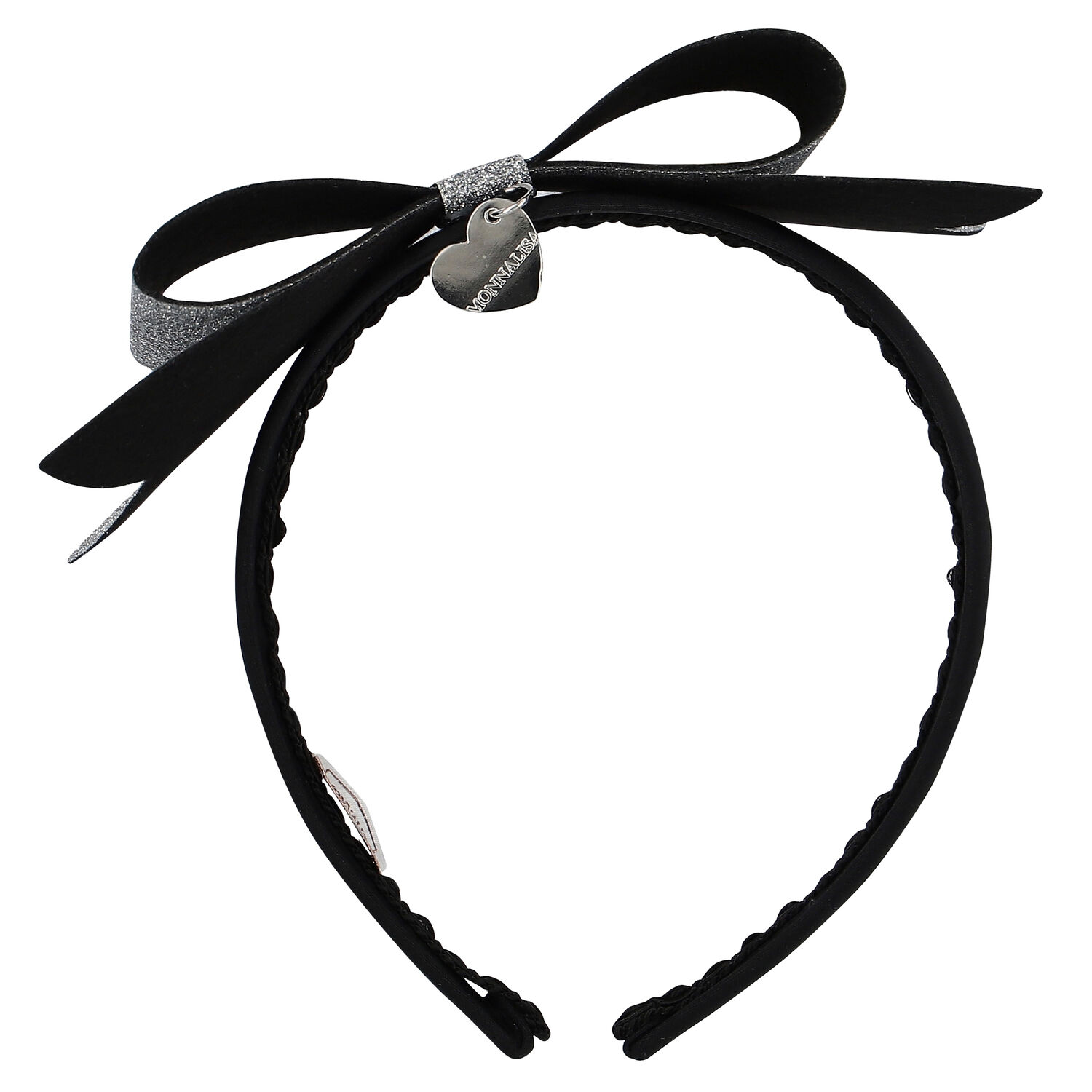 Girls Black & Silver Bow Headband, 2, hi-res image number null